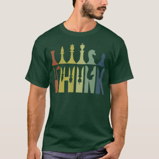 Denken Sie Retro Vintage Schachfiguren Player Gesc T-Shirt