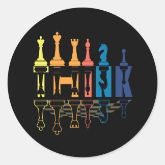 Denken Sie Retro Vintage Schachfiguren Spielertrai Runder Aufkleber