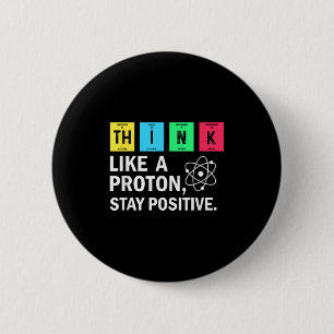 Denken Sie wie ein Proton, der positive Witzwissen Button