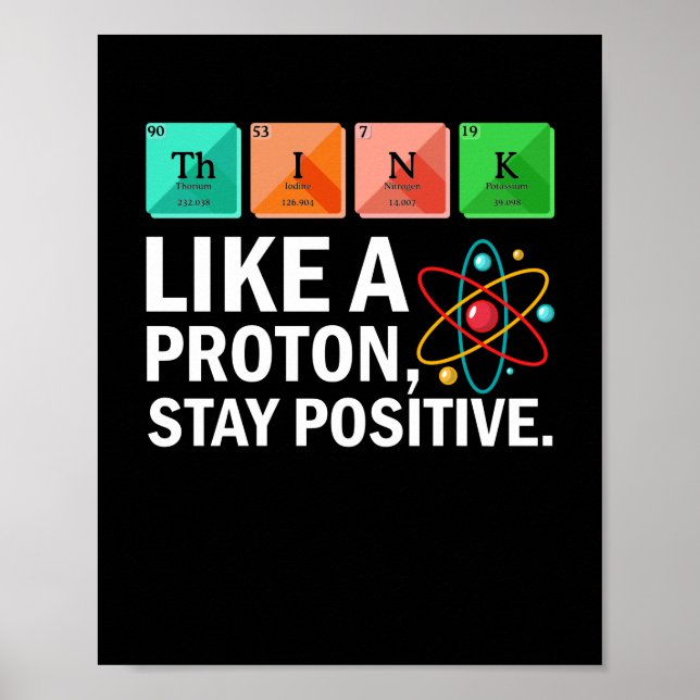 Denken Sie wie ein Proton, der positive Witzwissen Poster (Vorne)