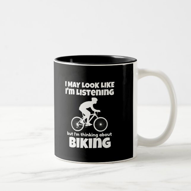 Denken über Biking Funny Zweifarbige Tasse (Rechts)