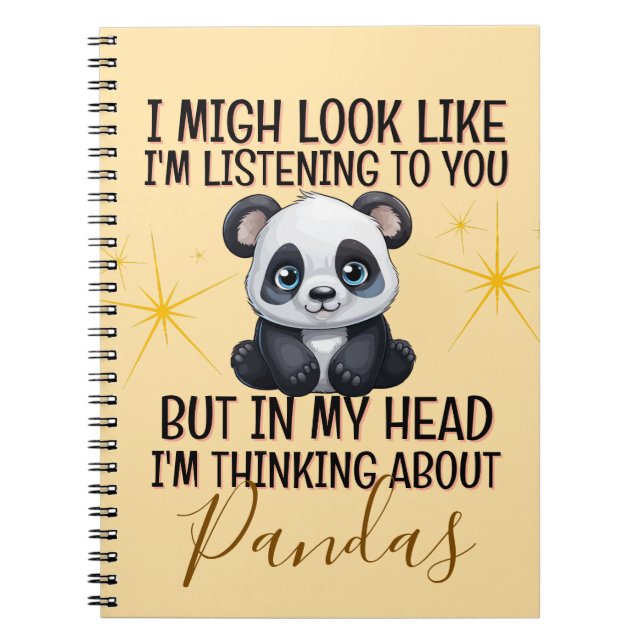 Denken über Pandas - Funny Notebook Notizblock (Vorderseite)
