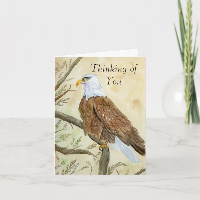Denkend an Dich Weißkopfseeadler Aquarell Karte (Vorderseite)