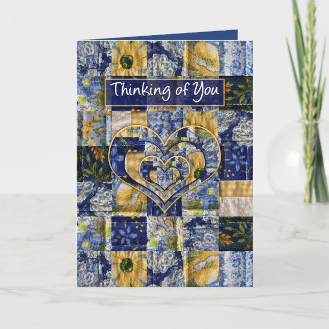 Denkend an Sie, druckt Steppdecken-Quadrat, gelbes Karte (Vorderseite)