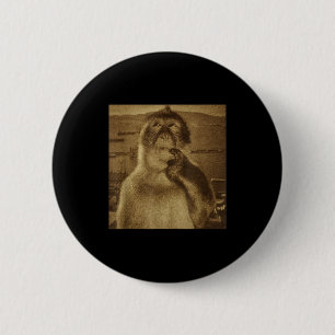 Denkender Affe Meme Vintage Retro Button