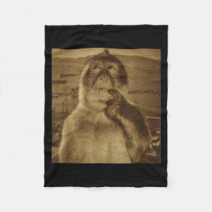 Denkender Affe Meme Vintage Retro Fleecedecke