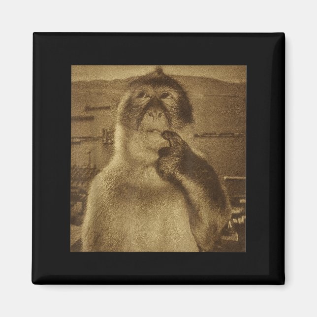 Denkender Affe Meme Vintage Retro  Magnet (Vorne)