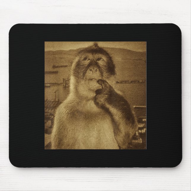 Denkender Affe Meme Vintage Retro  Mousepad (Vorne)
