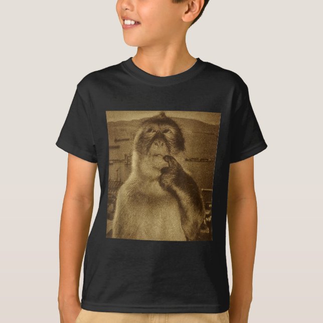 Denkender Affe Meme Vintage Retro  T-Shirt (Vorderseite)