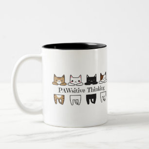Denkendes PAWsitive - Katze meme Tasse