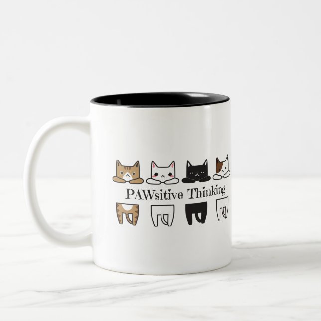 Denkendes PAWsitive - Katze meme Tasse (Links)