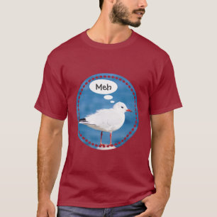 Denkendes weißer Seemöwe-Hafen-blaues Meer T-Shirt