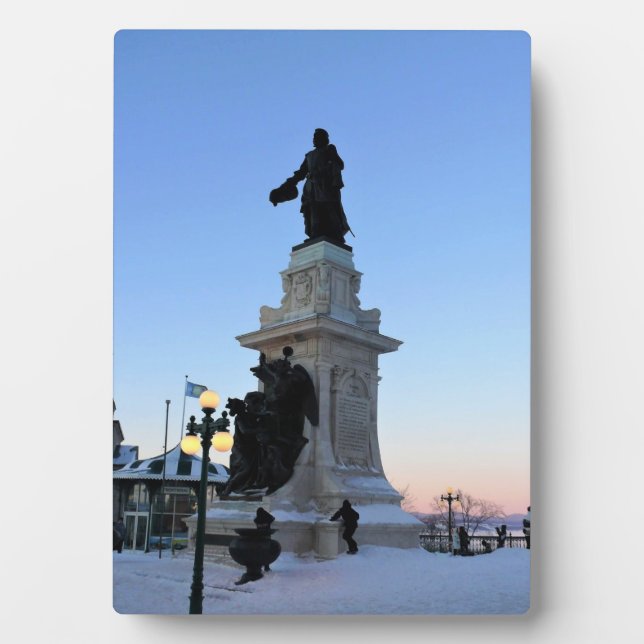 Denkmal für Samuel De Champlain, Quebec, Kanada Fotoplatte (Vorderseite)