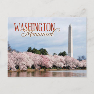 Denkmal von Washington mit Kirschblüten Postkarte