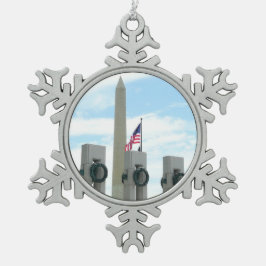 Denkmal von Washington und Gedenkstätte des Zweite Schneeflocken Zinn-Ornament
