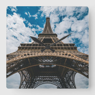 Denkmäler   Blick auf den Eiffelturm Quadratische Wanduhr