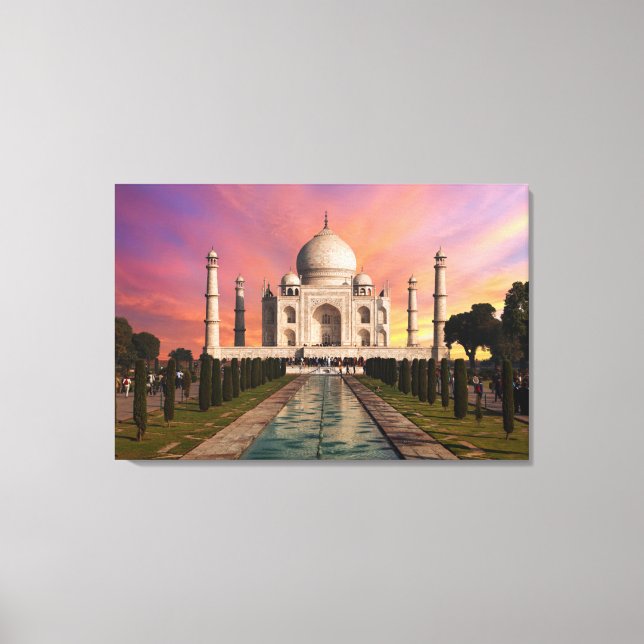 Denkmäler | Farbige Sicht auf den Taj Mahal Leinwanddruck (Vorderseite)