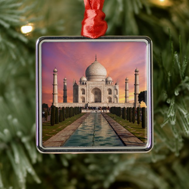 Denkmäler | Farbige Sicht auf den Taj Mahal Ornament Aus Metall (Baum)
