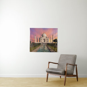 Denkmäler   Farbige Sicht auf den Taj Mahal Wandteppich