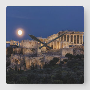Denkmäler   Parthenon Athen, Griechenland Quadratische Wanduhr
