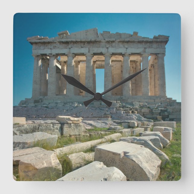 Denkmäler | Parthenon Athen, Griechenland Quadratische Wanduhr (Vorderseite)