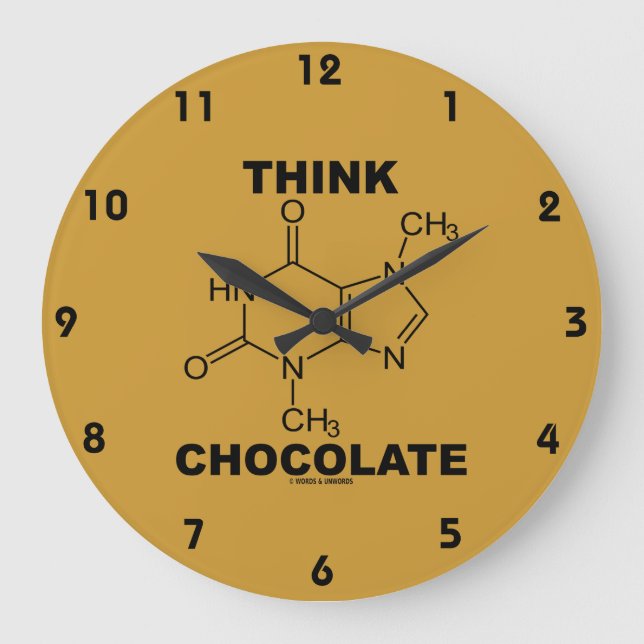 Denkschokolade (Theobrominmolekulare Chemie) Runde Wanduhr (Vorderseite)