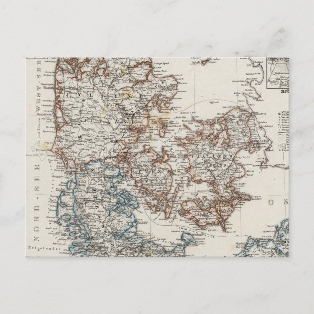 Denmark Atlas Map with 5 inset maps Postkarte (Vorderseite)
