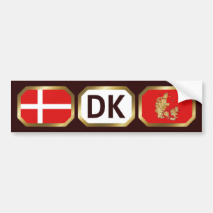 Denmark Flag Map Code Bumper Sticker Autoaufkleber