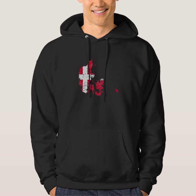 Denmark flag with Danish map distressed Hoodie (Vorderseite)