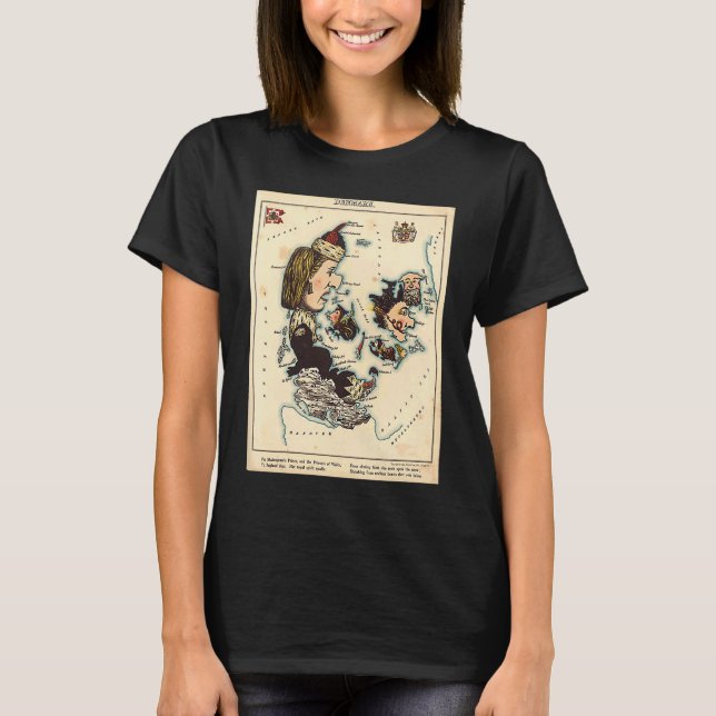Denmark Illustrative Map T-Shirt (Vorderseite)