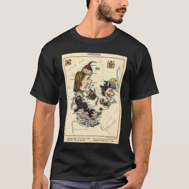 Denmark Illustrative Map T-Shirt (Vorderseite)