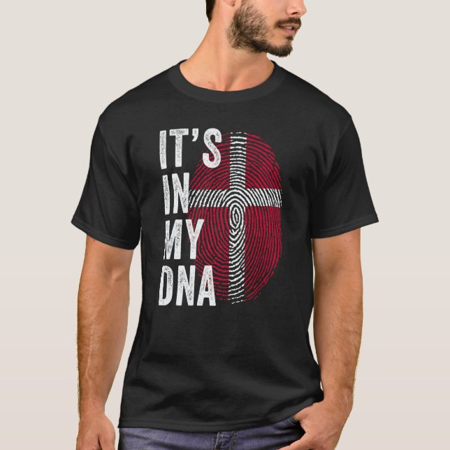 Denmark It's In My DNA Cute Danish Fingerprint Fla T-Shirt (Vorderseite)
