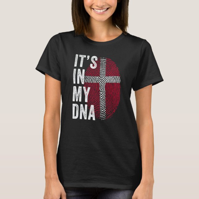 Denmark It's In My DNA Cute Danish Fingerprint Fla T-Shirt (Vorderseite)