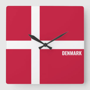 Denmark National Flag Patriotic Quadratische Wanduhr