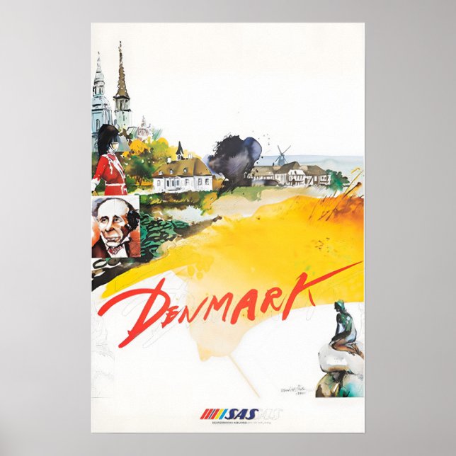 Denmark Painting SAS Travel Poster Danish Art Prin (Vorne)