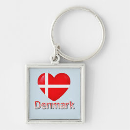 Denmark Pop Art Heart Flag Schlüsselanhänger