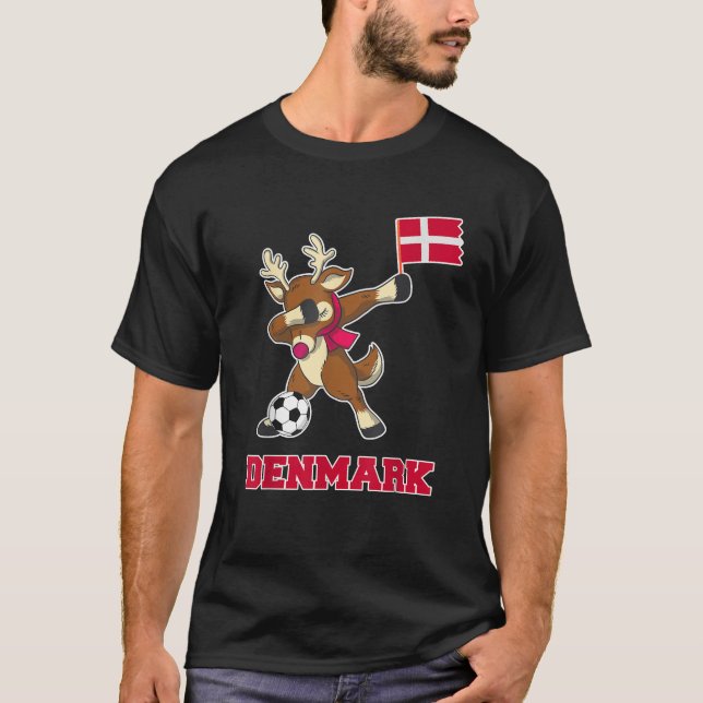 Denmark Soccer Reindeer Christmas Danish Flag Socc T-Shirt (Vorderseite)