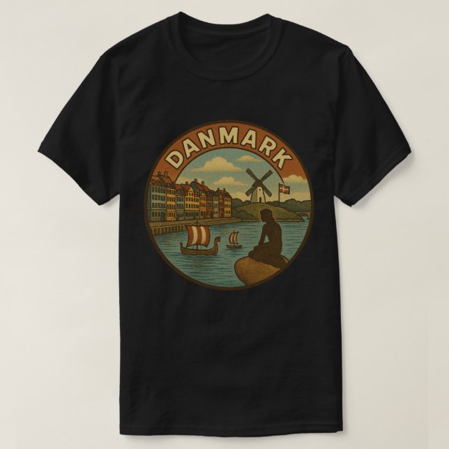 Denmark Travel Vintage T-Shirt (Design vorne)