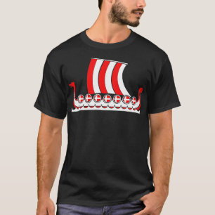 Denmark Viking Ship Gift Danish Flag Dragon Boat V T-Shirt