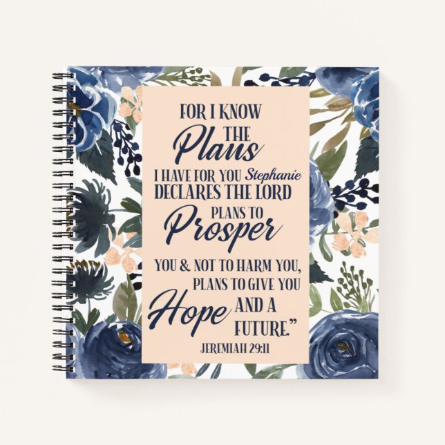 Denn ich kenne die Pläne, die ich für Sie habe Jer Notizbuch (Vorderseite)