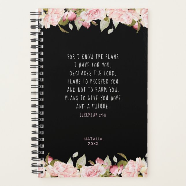 Denn ich kenne die Pläne Rosa Bläserbibel Verse Planer (Vorderseite)