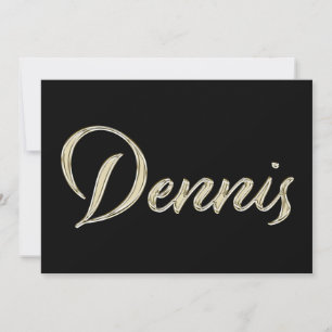 Dennis Name white gold Handwriting Karte
