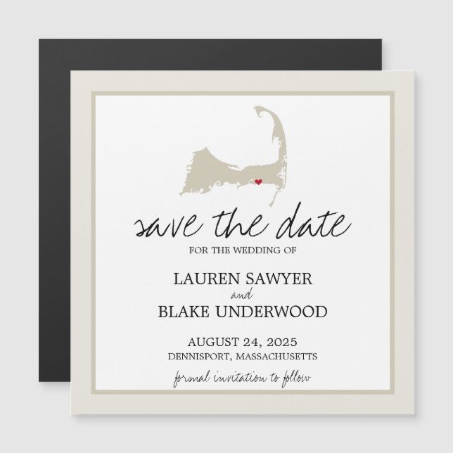 Dennisport Cape Cod Wedding Save the Date Magneteinladung (Vorne/Hinten)