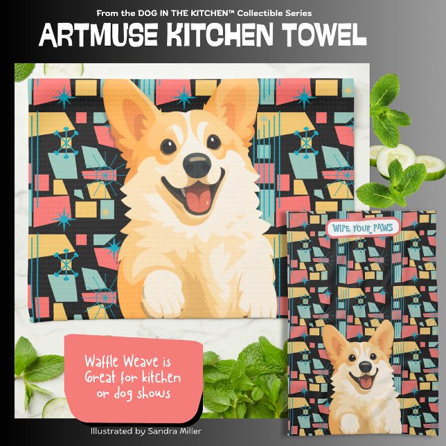 DENNY corgi  - ArtMuse Kitchen Towels  Geschirrtuch (Von Creator hochgeladen)