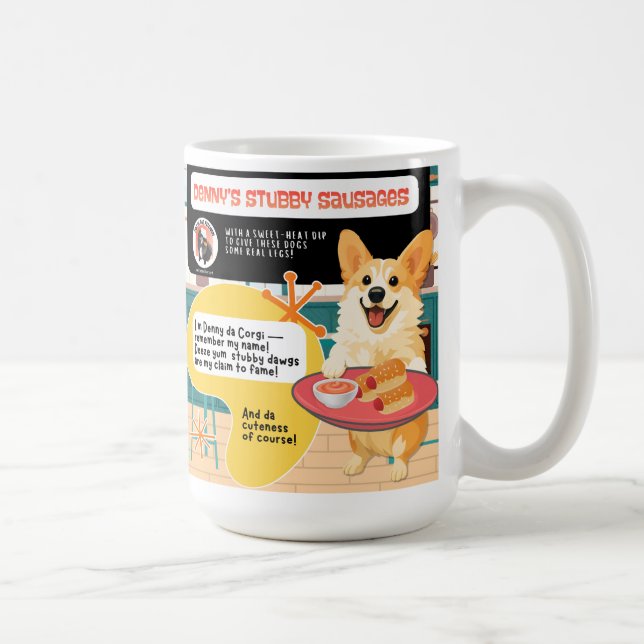 DENNY'S STUBBY WÜRSTCHEN Corgi Art Muse Rezept Kaffeetasse (Rechts)