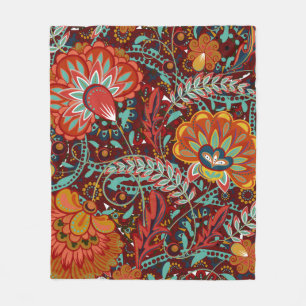 Dense blumengeschmückte Hand zeichnete Fantasy-Blu Fleecedecke