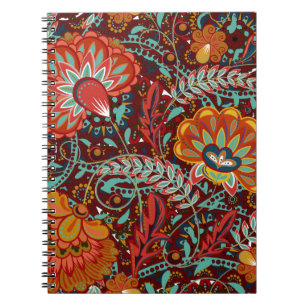 Dense blumengeschmückte Hand zeichnete Fantasy-Blu Notizblock