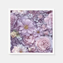 Dense Pastel Pink und Lila botanische Kunst Serviette
