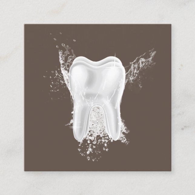 Dental 3D Tooth Beruflich Brown Dentist Office Quadratische Visitenkarte (Vorderseite)