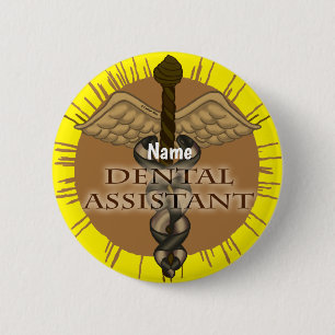 Dental Assistant Caduceus Button